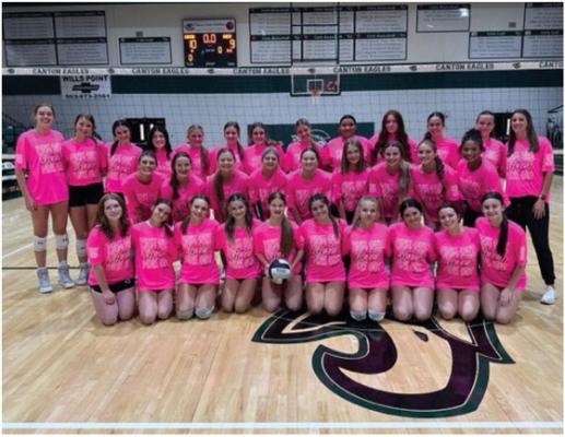 The Canton Eaglettes’ volleyball players showed their support for Breast Cancer Awareness Month during the month of October. Courtesy photo