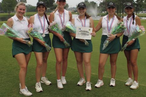 The Canton Eaglette varsity golf team qualified for the Class 4A State Golf Tournament by finishing in second place at the regional tournament April 19. The state tournament will take place May 6-7 at the Legends Course in Kingsland. It is the third straight year for the Eaglettes, coached by Tommy Day, to be competing in the state tournament. Courtesy photo